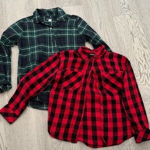 Place Kids Plaid Button Down Shirts - Red and Green size 10/12